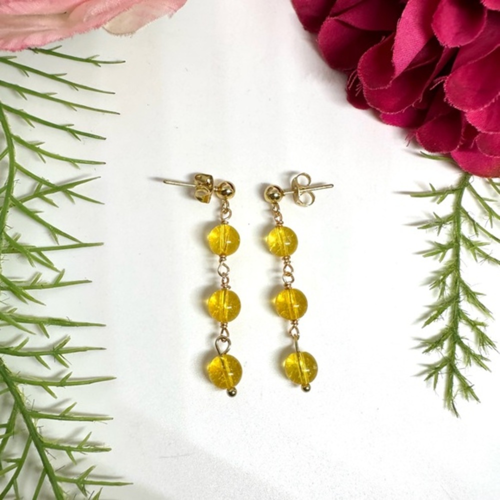 NEW⚜️Genuine Citrine Beaded Dangly Earrings